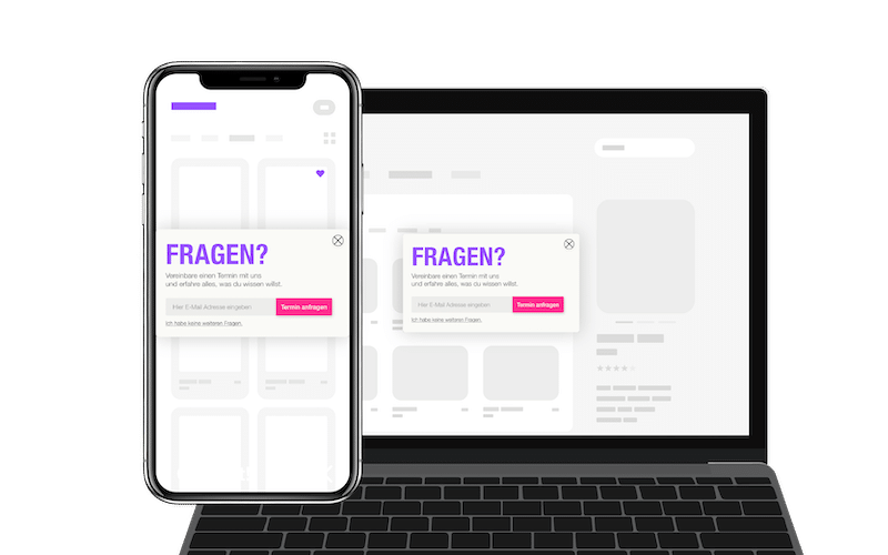 Exit-Intent Popup Beispiel auf Desktop und mobiler Ansicht