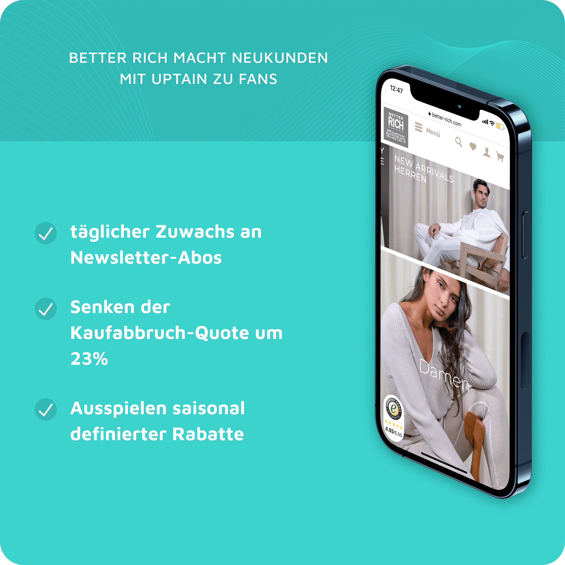 Erfolgsgeschichte: Infografik zeigt die erreichten Ziele von BETTER RICH mit dem uptain Plugin